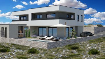 Moderne Luxus-Neubau-Doppelhaushälfte mit Sauna und Panoramablick auf das Meer in Vodice, 22211 Vodice (Kroatien), Doppelhaushälfte zum Kauf